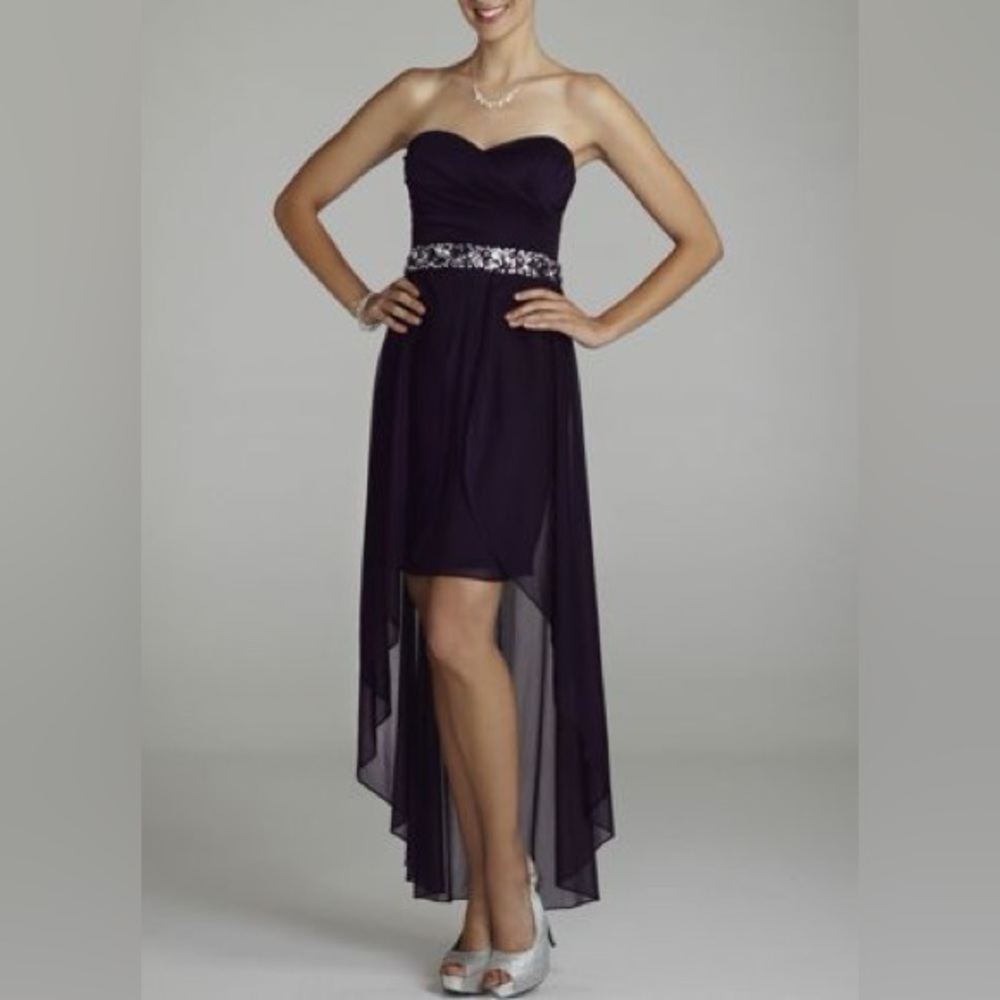 Plum High Low Dress with Jewels